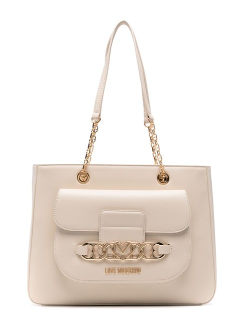 LOVE MOSCHINO HEART CHAIN Shoulder Shopper Bag ivory - Women’s Bags
