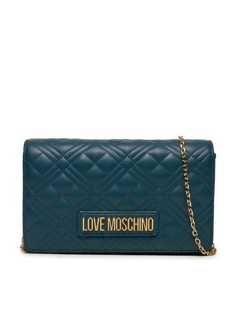 LOVE MOSCHINO QUILTED Chain Shoulder clutch bag emerald - Women’s Bags