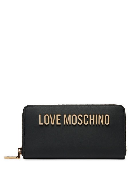 LOVE MOSCHINO METALLIC LOGO Large zip around wallet Black - Women’s Wallets