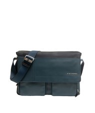 PIQUADRO CAMPIONARIO - CARY Leather messenger, 13" laptop holder blue - Work Briefcases - 1