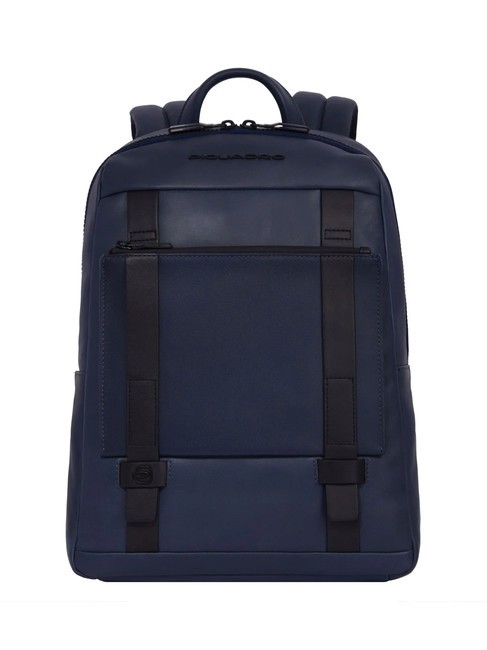 PIQUADRO DAVID Leather backpack, 13.3" laptop holder blue - Laptop backpacks
