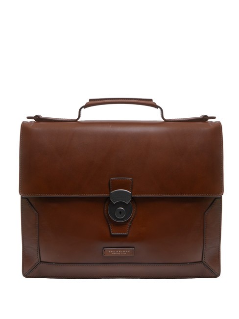THE BRIDGE NERI  Leather briefcase Brown / Ruthenium - Work Briefcases