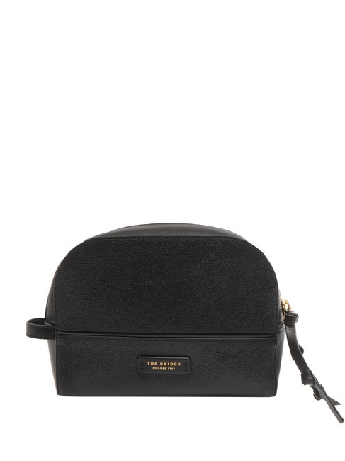 THE BRIDGE DOMITILLA  Beauty in leather Black Gold - Beauty Case