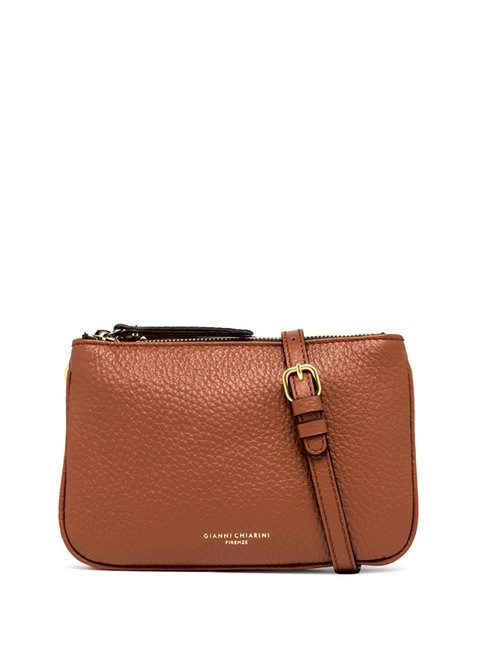 GIANNI CHIARINI FRIDA Double zip leather shoulder bag caramel - Women’s Bags