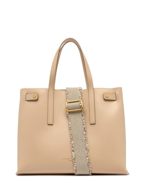 GIANNI CHIARINI ALTEA Leather shopping bag with shoulder strap cream - Women’s Bags