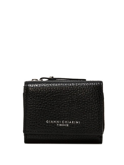 GIANNI CHIARINI WALLETS GRAIN Small hammered leather wallet Black - Women’s Wallets