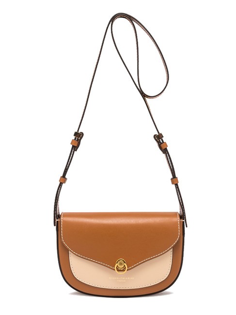 GIANNI CHIARINI ISA Leather bag with flap, shoulder strap caramel-cream - Women’s Bags