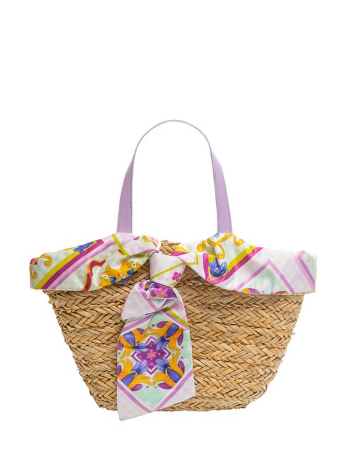 YNOT JAVA Medium straw beach bag purple - Women’s Bags