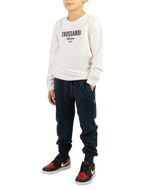 TRUSSARDI SCHULIT Sweatshirt and trousers tracksuit off white/navy - Children's tracksuits