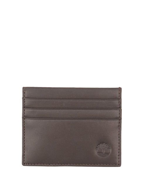 TIMBERLAND TB Flat leather card holder dark brown - Men’s Wallets