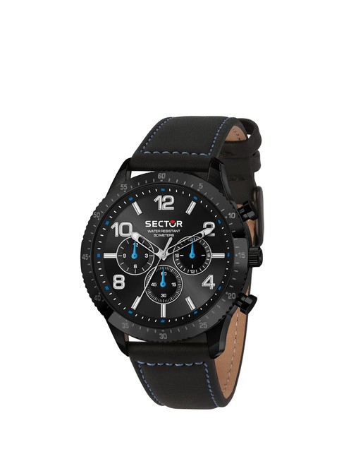 SECTOR 270  Multifunction watch with leather strap Black - Watches