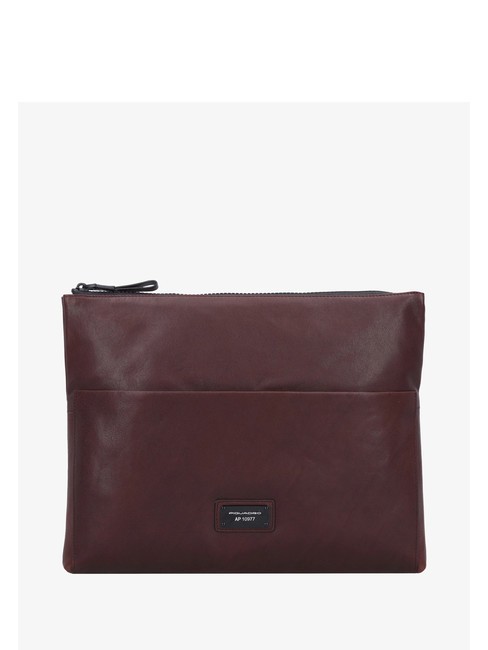 PIQUADRO HARPER Flat leather clutch MORO - Tablet holder& Organizer