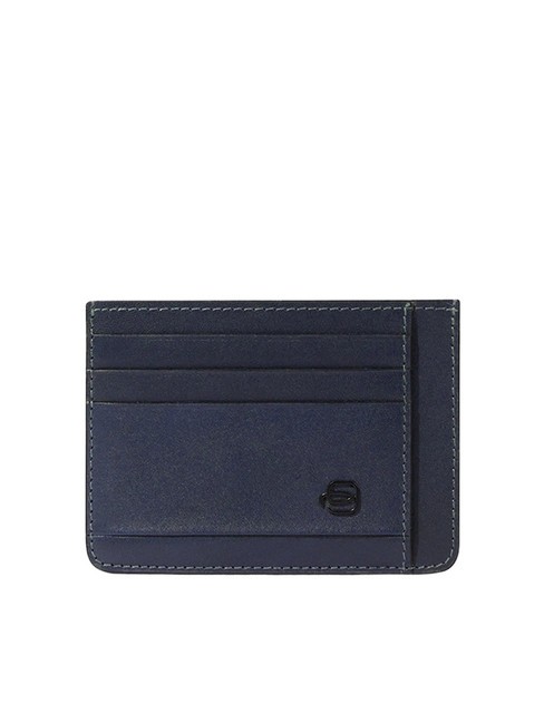 PIQUADRO DAVID Flat leather credit card holder blue - Men’s Wallets