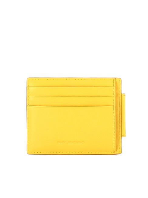 PIQUADRO URBAN Leather credit card holder with zip Yellow - Men’s Wallets