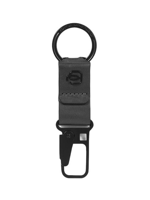 PIQUADRO DAVID Leather charm keychain Black - Key holders