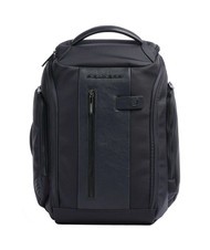 PIQUADRO BRIEF 2 Leather and fabric duffel backpack blue - Laptop backpacks - 1