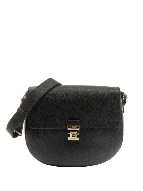 FURLA GLENN Saddle bag in keria print leather Black - Women’s Bags