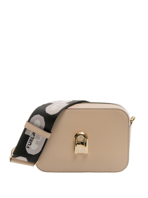 FURLA GARDENIA Camera case bag in keria print leather ballerina i+tones ice - Women’s Bags
