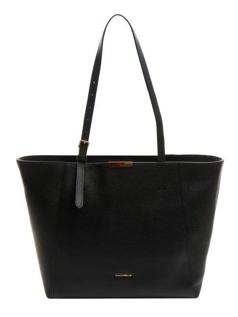 COCCINELLE CHER Hammered leather shopping bag Black - Women’s Bags