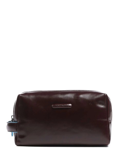 PIQUADRO BLUE SQUARE  Leather Beauty Case MAHOGANY - Beauty Case