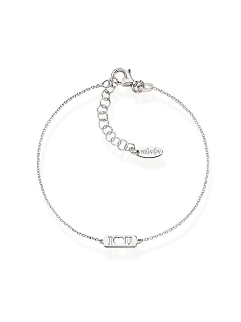 AMEN AMORE I <3 U Tag Bracelet rhodium - Bracelets