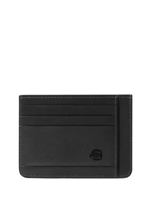 PIQUADRO DAVID Flat leather credit card holder Black - Men’s Wallets