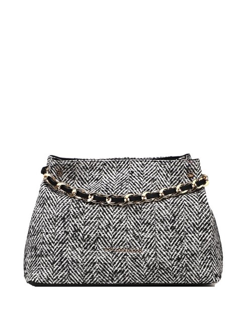 ROCCOBAROCCO ADELE Herringbone fabric bag with shoulder strap black wool - Women’s Bags
