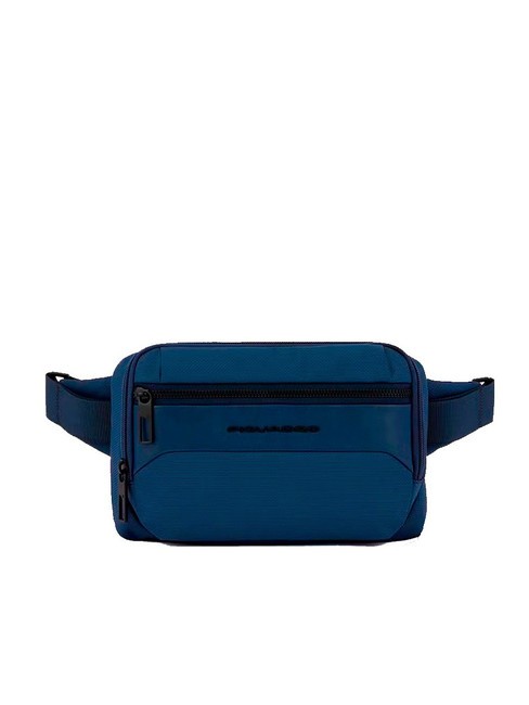 PIQUADRO GIO Leather and fabric bum bag blue - Hip pouches