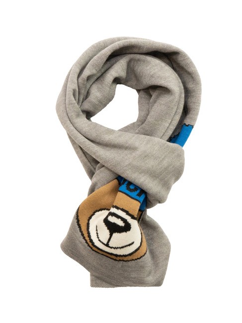 MOSCHINO MAXI TEDDY Wool blend scarf light grey - Scarves