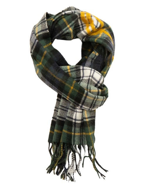 MOSCHINO TARTAN Wool scarf with fringes green - Scarves