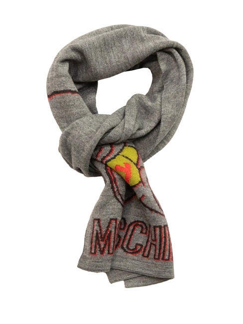 MOSCHINO TEDDY TOY Wool blend scarf light grey - Scarves