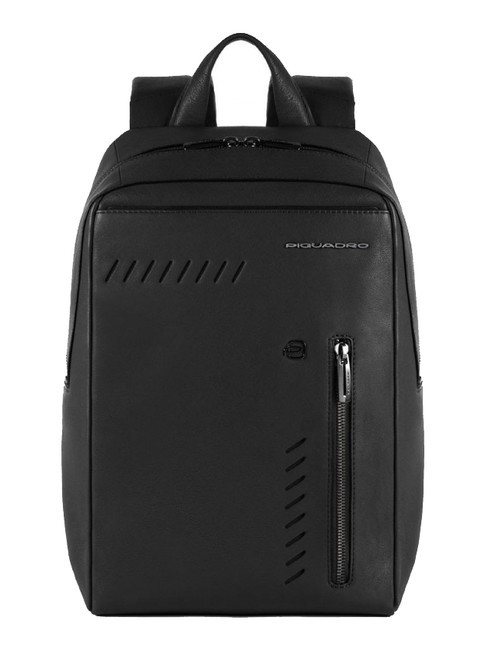 PIQUADRO NABUCCO Leather backpack for iPad Pro 12.9". Black - Laptop backpacks