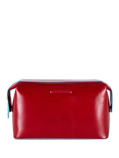 PIQUADRO BLUE SQUARE Leather Beauty RED - Beauty Case