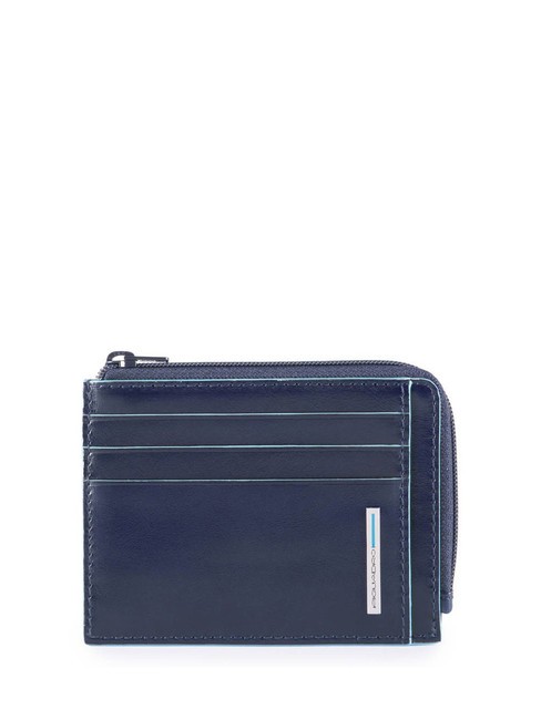 PIQUADRO BLUE SQUARE  Leather card holder, with zip blue - Women’s Wallets