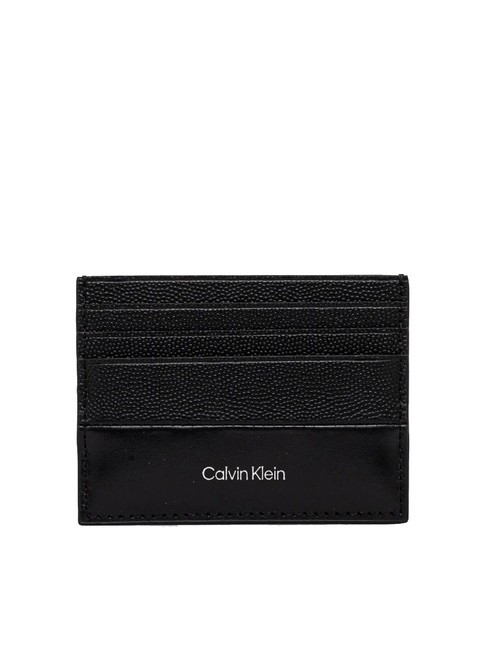 CALVIN KLEIN CK MUST Leather card holder 6cc black caviar grain/smooth - Men’s Wallets
