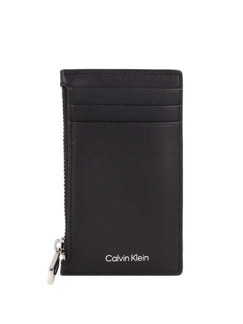 CALVIN KLEIN CK SLEEK Leather card holder 6cc pvh black - Men’s Wallets