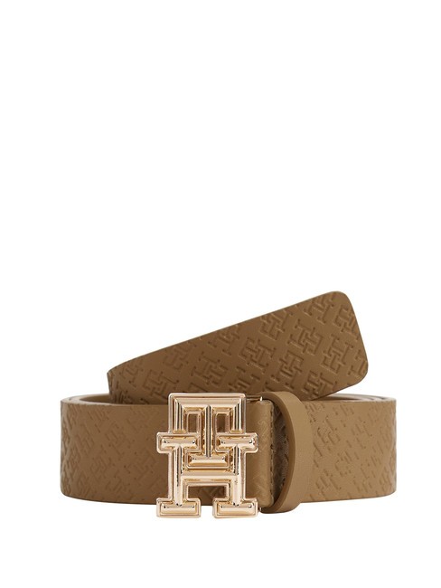 TOMMY HILFIGER TH MONOGRAM Leather belt safari canvas - Belts