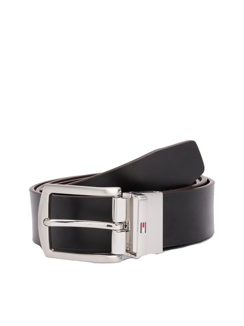 TOMMY HILFIGER DENTON Leather belt black / coffee beans - Belts