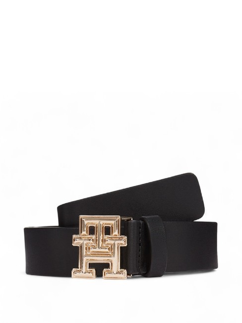 TOMMY HILFIGER TH MONOGRAM Women's leather belt black - Belts
