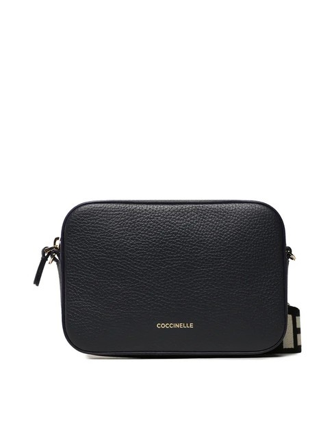 COCCINELLE TEBE Shoulder bag in textured leather midnight blue - Women’s Bags