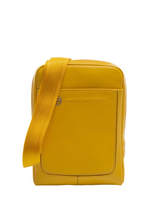 PIQUADRO bag VIBE out, in hammered leather yellow 4 - Over-the-shoulder Bags for Men