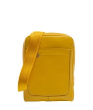 PIQUADRO bag VIBE out, in hammered leather yellow 4 - Over-the-shoulder Bags for Men - 1