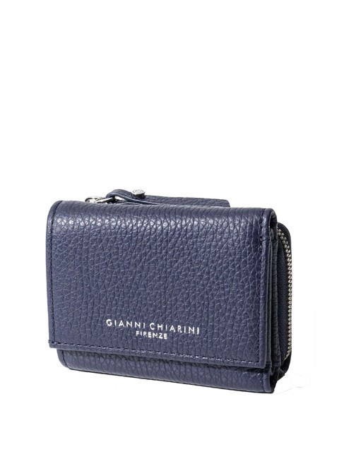 GIANNI CHIARINI WALLETS GRAIN Small hammered leather wallet BLUE - Women’s Wallets