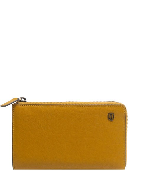 PIQUADRO BLACK SQUARE  Leather coin case Yellow - Men’s Wallets