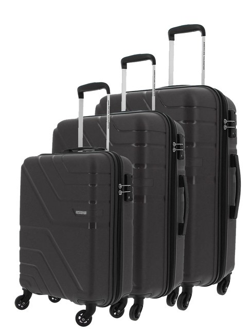 AMERICAN TOURISTER UPLAND Set of 3 trolleys: cabin, medium, large BLACK - Trolley Set