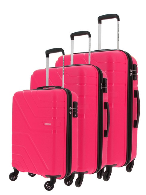 AMERICAN TOURISTER UPLAND Set of 3 trolleys: cabin, medium, large pink - Trolley Set