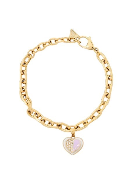 GUESS LOVELY GUESS Heart charm bracelet yellow gold/lilac - Bracelets