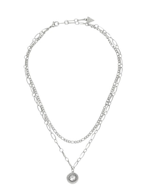 GUESS UNIQUE SOLITAIRE Double chain necklace SILVER - Necklaces