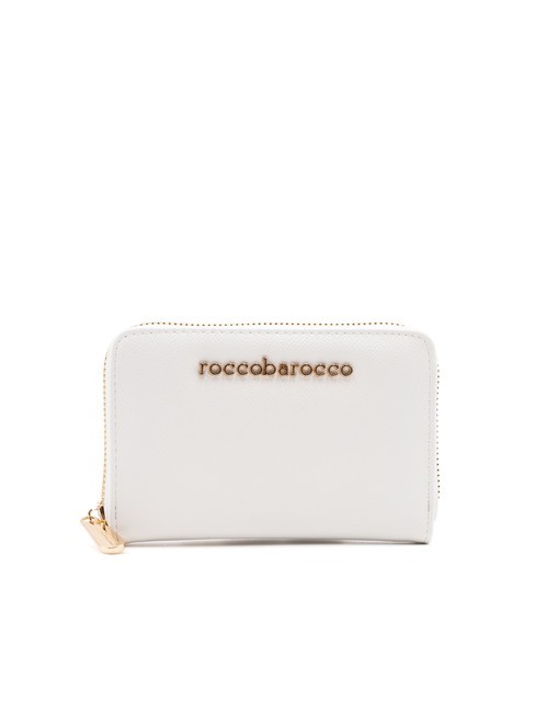 ROCCOBAROCCO LOGO METALLICO Medium zip around wallet off white - Women’s Wallets