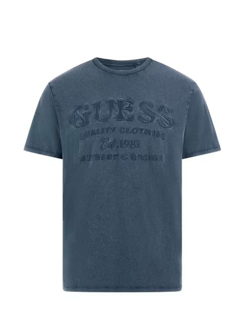 GUESS EMBROIDERY  Cotton T-Shirt south coast blue mul - T-shirt